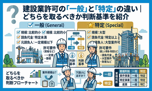 建設業許可の「一般」と「特定」どちらを取るべきか判断基準を解説